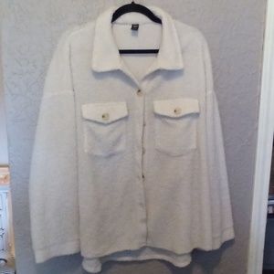 Fuzzy Cream White Button Up